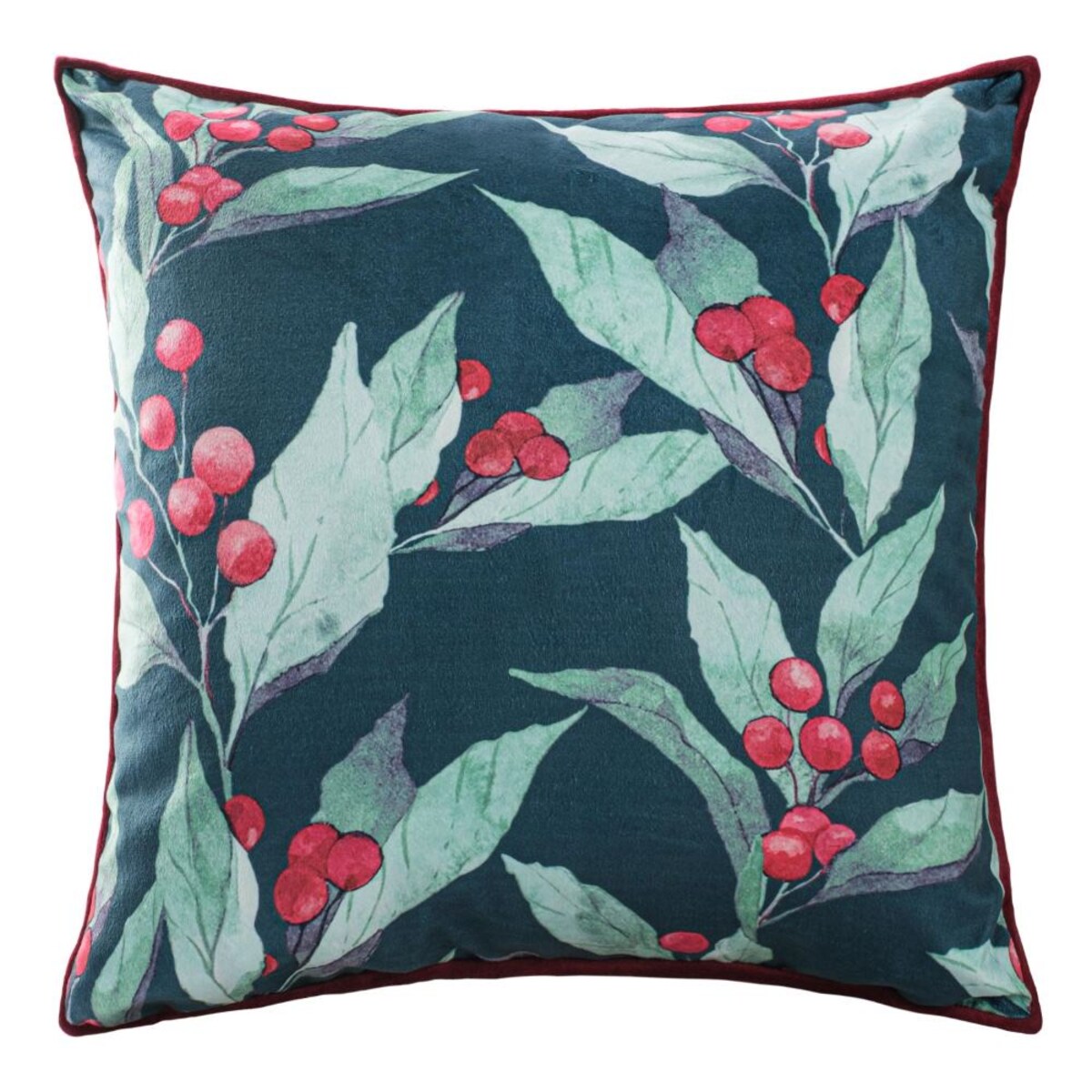 Poszewka dekoracyjna świąteczna 43x43 zielona, liście