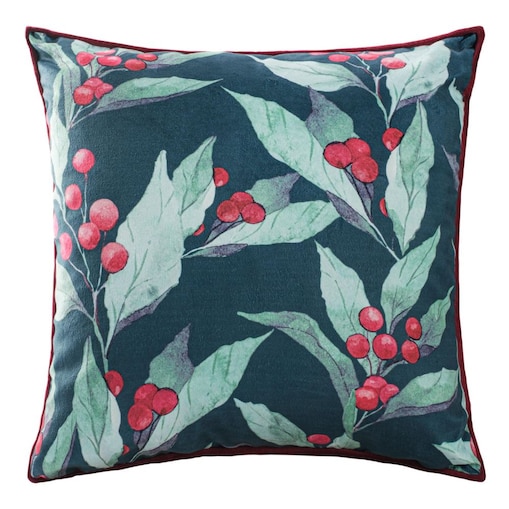 Poszewka dekoracyjna świąteczna 43x43 zielona, liście