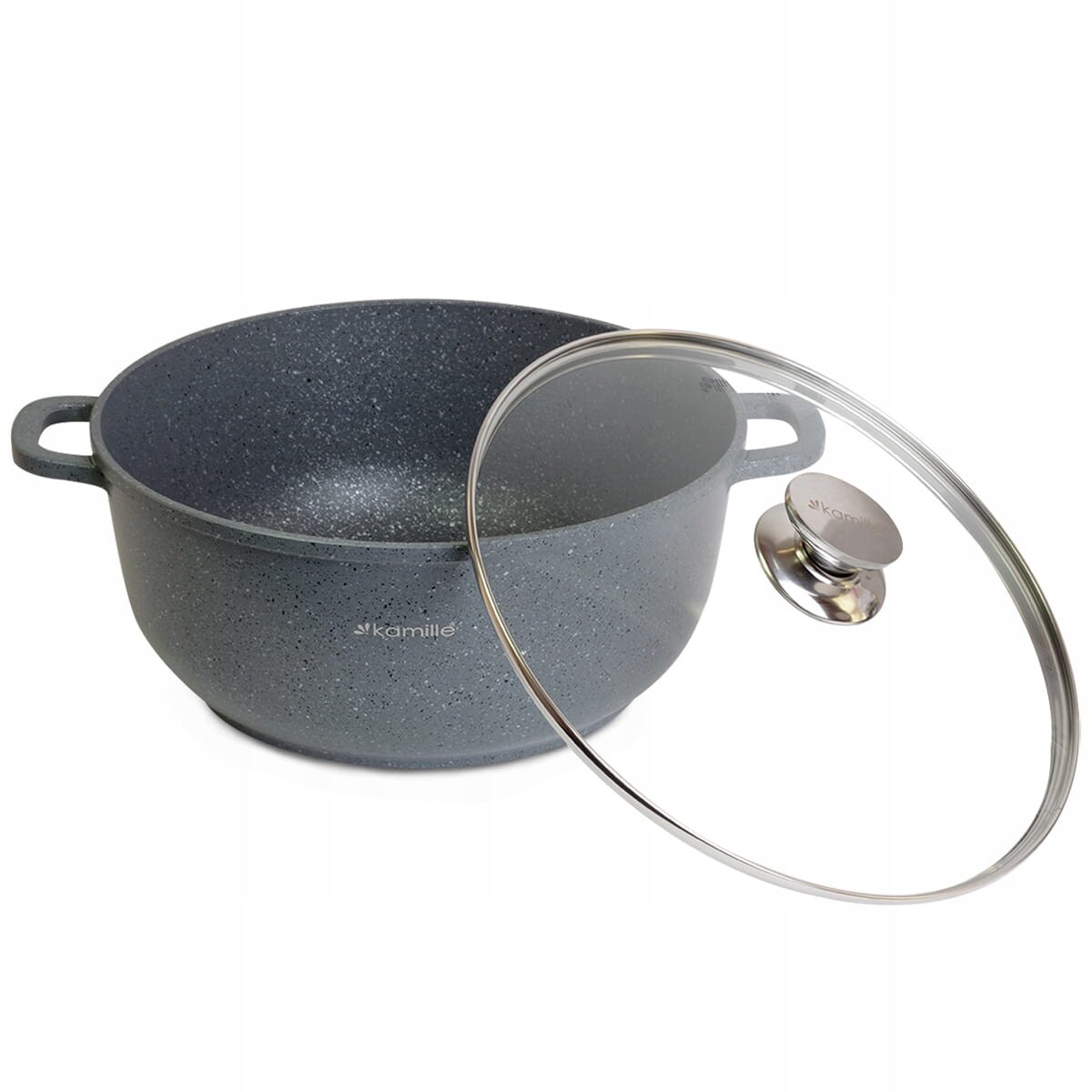 Garnek kociołek granitowy z pokrywką 6.5L indukcja na gaz KAMILLE