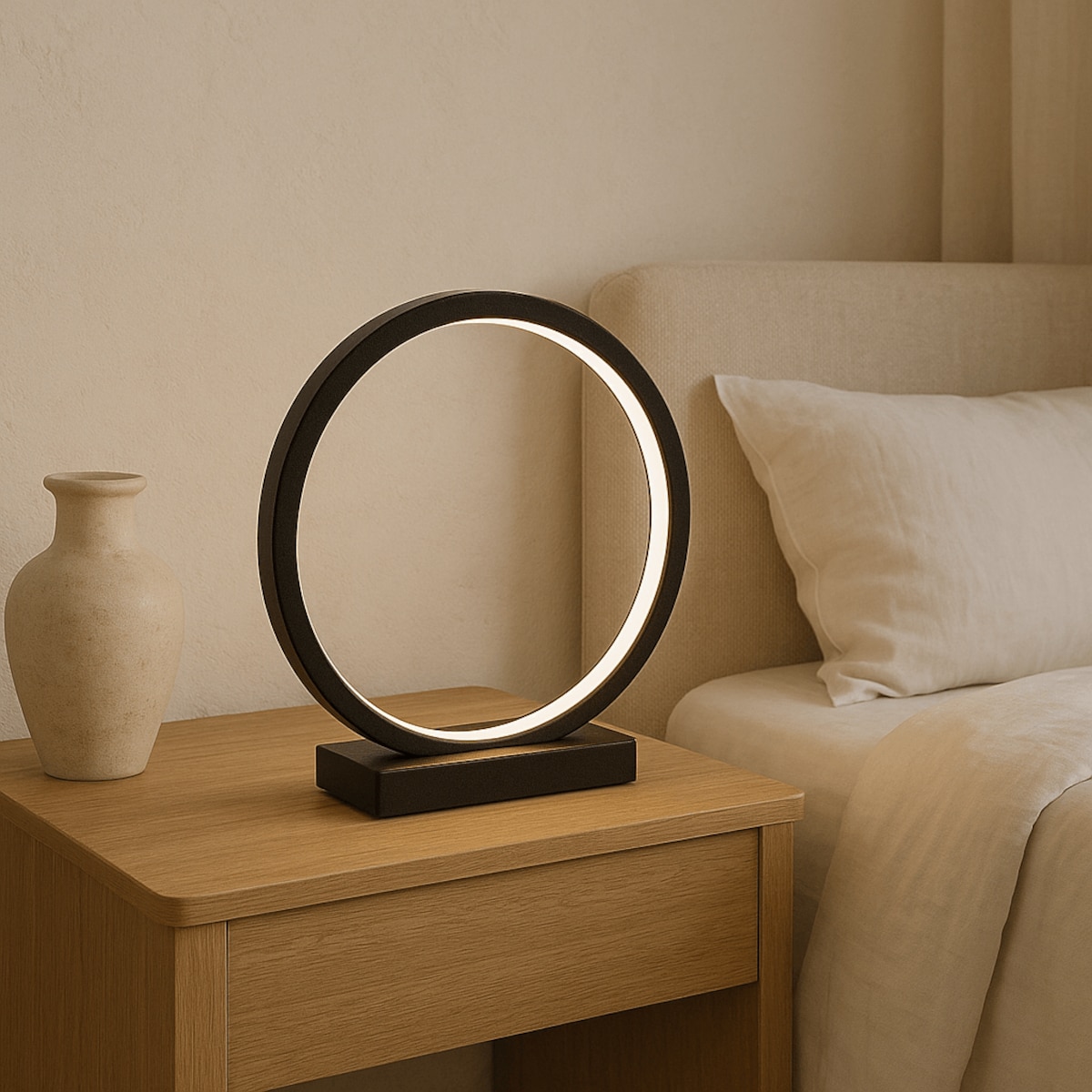 LAMPA STOŁOWA RAVELLA S OBRĘCZ CZARNA PODSTAWA CZARNY MARMUR