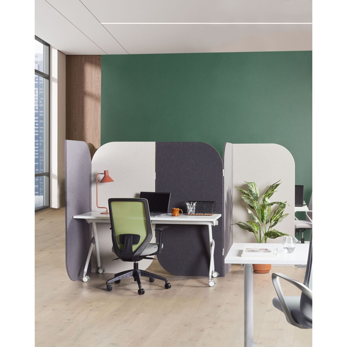 5-panelowa akustyczna ścianka działowa 400 x 160 cm szaro-beżowa SHADY