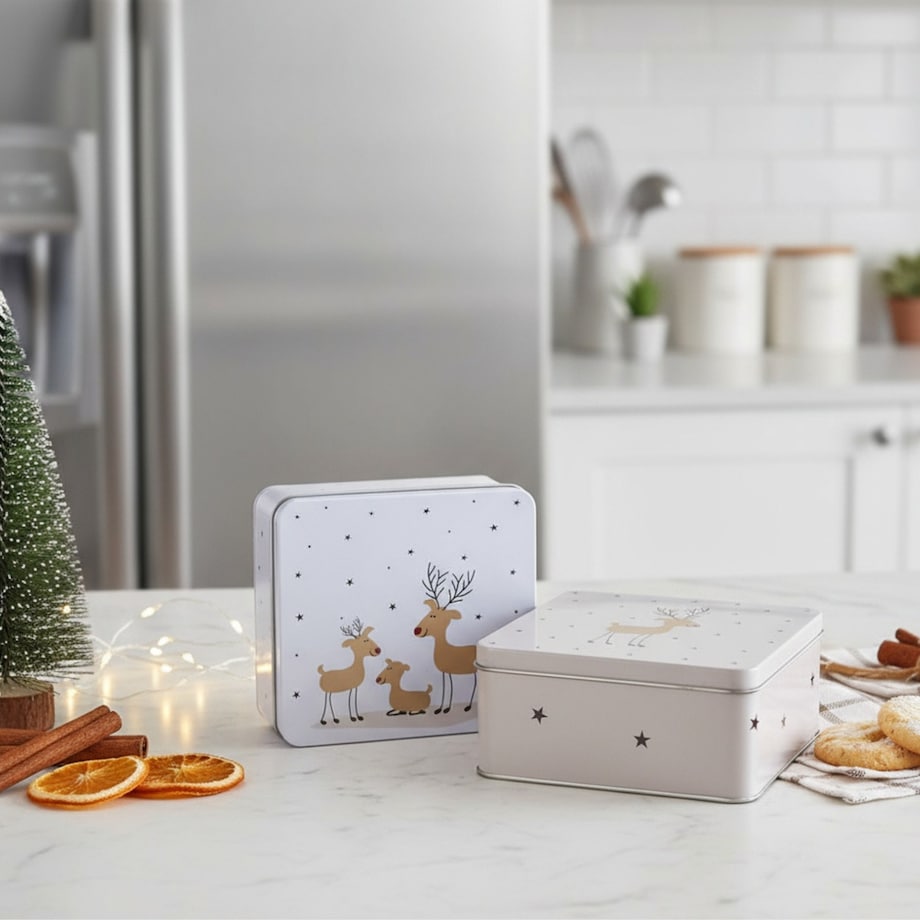 Puszka metalowa 2 szt. na ciasteczka PISZKOTKI 2000 ml