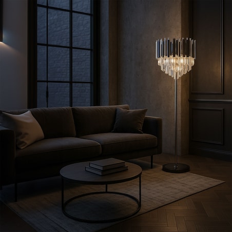 Lampa Podłogowa App1716-3F Chrom, Metal