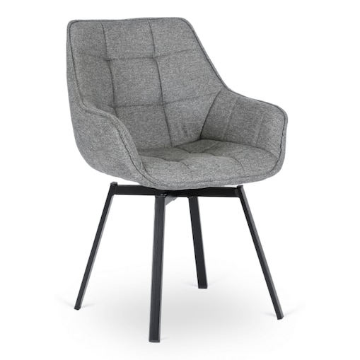 Krzesło Tapicerowane Do Jadalni Kuchni Salonu Obrotowe 360 Szare LUNA 2