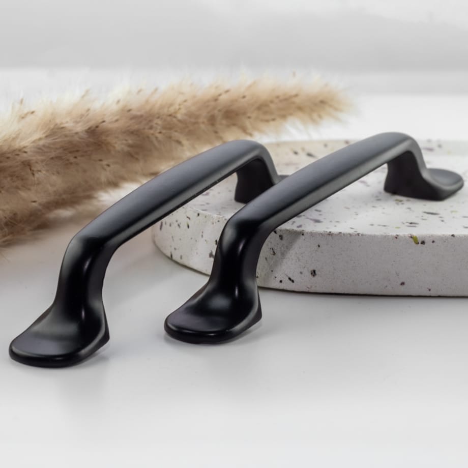 10x Uchwyt meblowy elegancki czarny 96 mm zestaw do mebli 10 szt