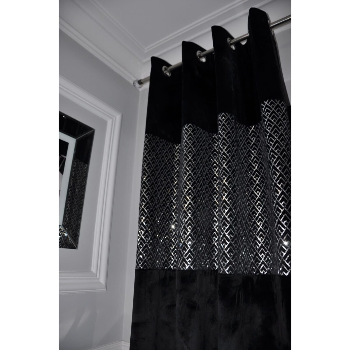 Zasłona "sequin" 140x250 cm czarna welur