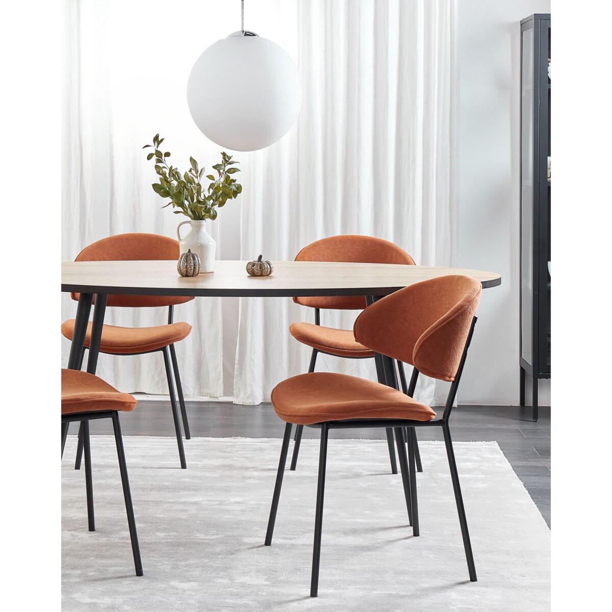 Krzesło do jadalni Zestaw 2 Tkanina Pomarańczowy KIANA