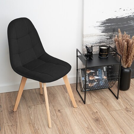 Krzesło skandynawskie welurowe czarne nowoczesne
