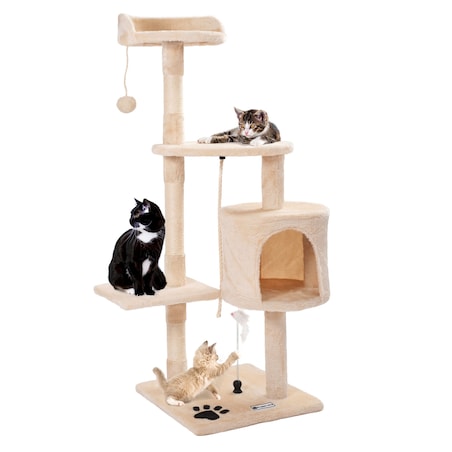 Czteropoziomowy drapak dla kotów Beżowy PJ-042 85 cm