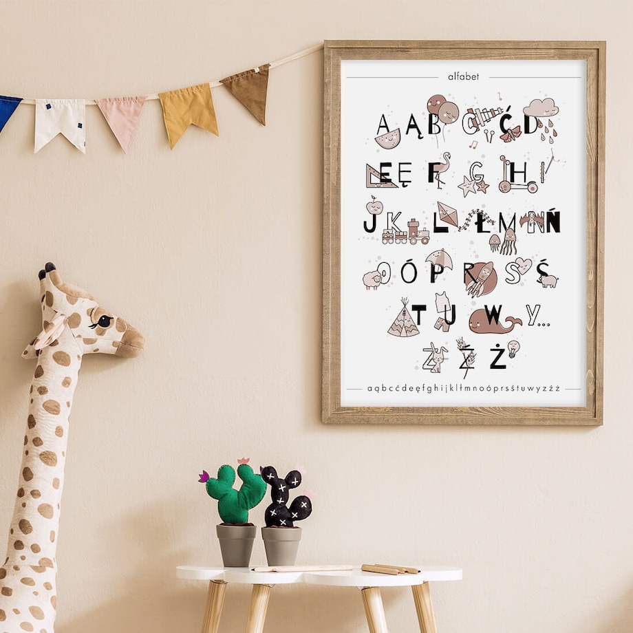 Plakat dla dzieci Alfabet boho 4 50x70