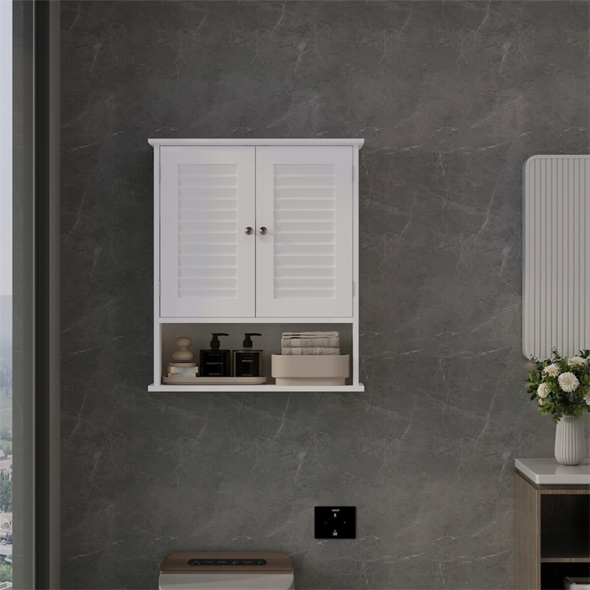 Szafka łazienkowa wisząca biała półka słupek ścienna loft nowoczesna 70 cm