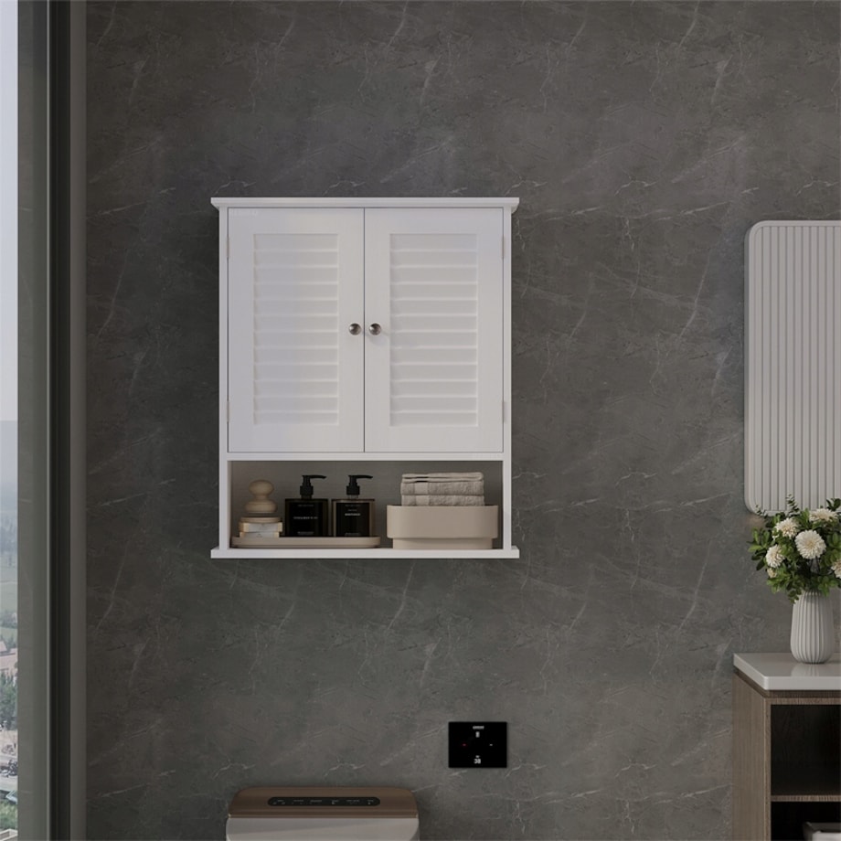 Szafka łazienkowa wisząca biała półka słupek ścienna loft nowoczesna 70 cm