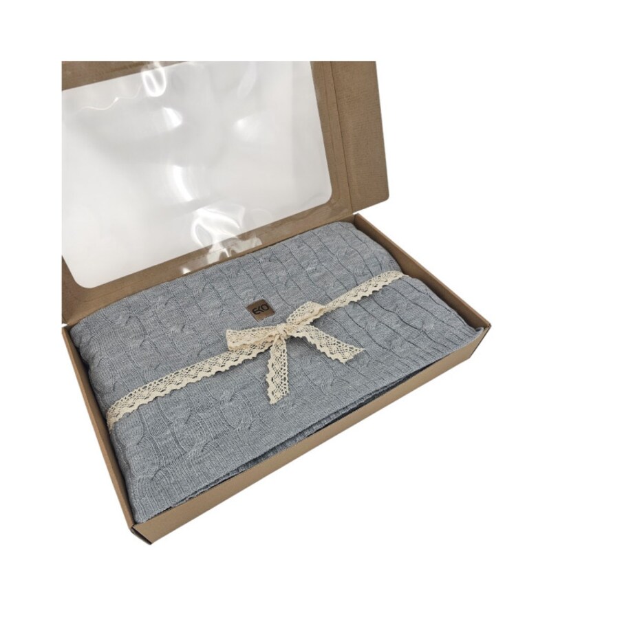 Koc dzianinowy kaszmir 200x220 cm – VERONA200 POPIEL