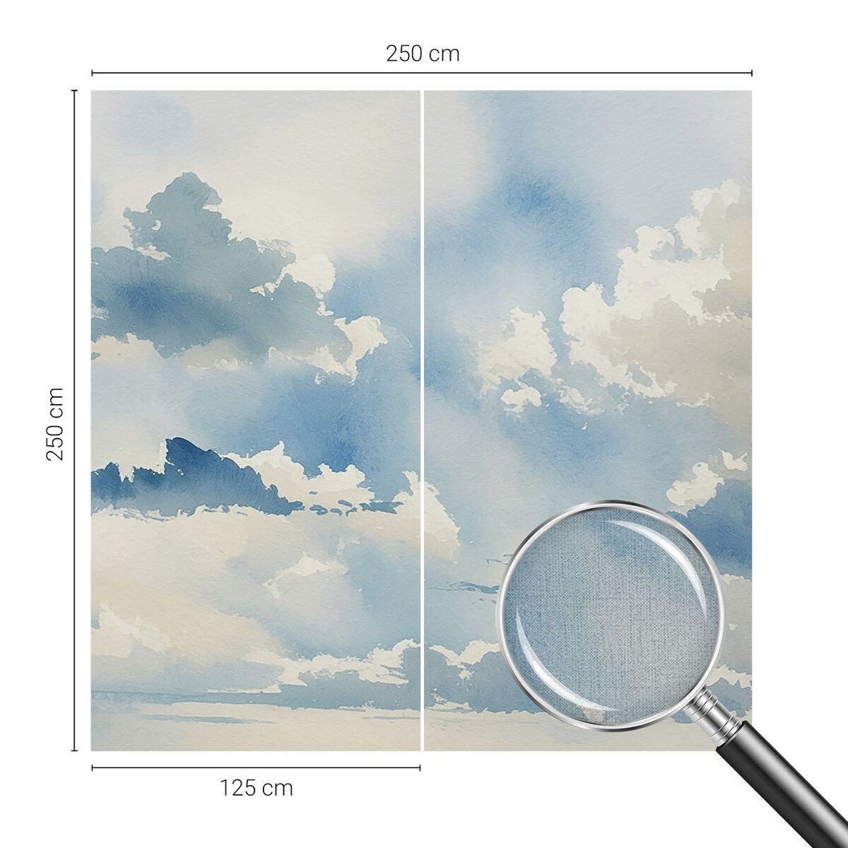 Fototapeta samoprzylepna 250x250 cm - Niebiańskie obłoki, tapeta ścienna niebieska