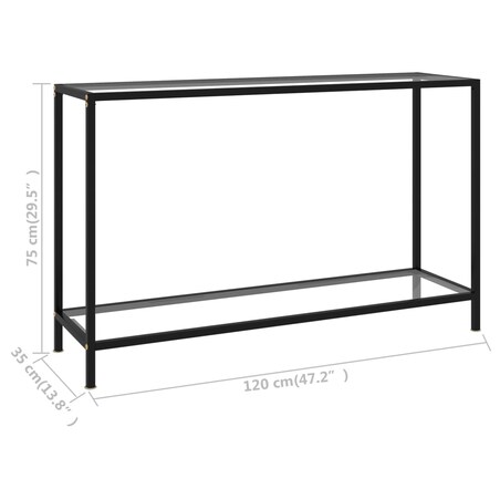 vidaXL Stolik konsolowy, przezroczysty, 120x35x75 cm, szkło hartowane