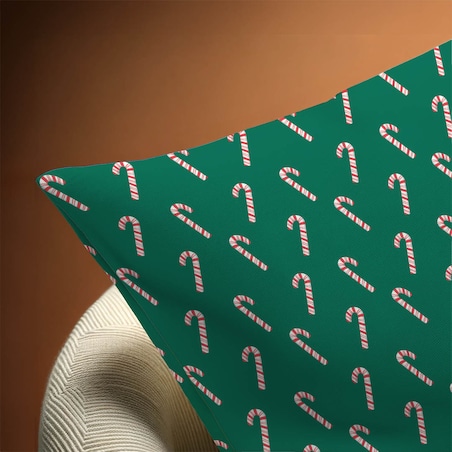 Poduszka świąteczna - Laski cukrowe - zielony 40x60 cm