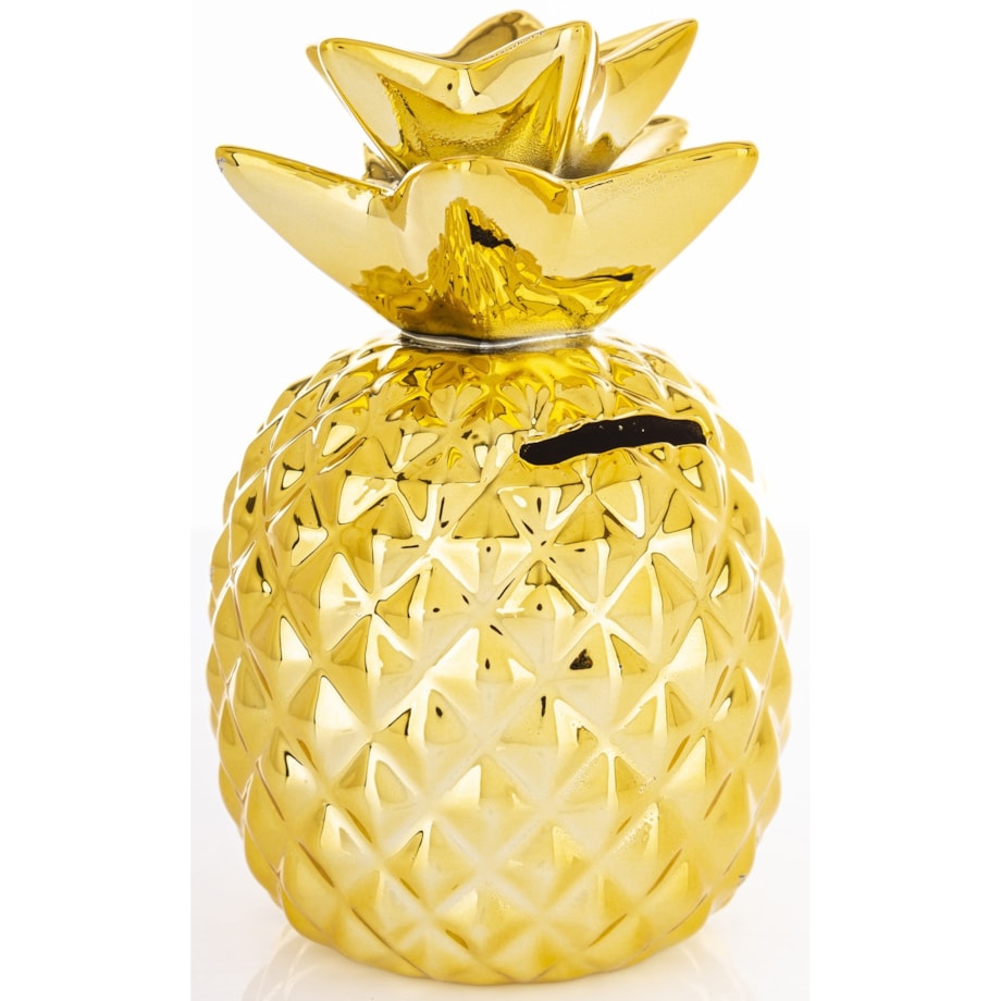 Skarbonka ceramiczna - 15x9x9 cm ANANAS złoty