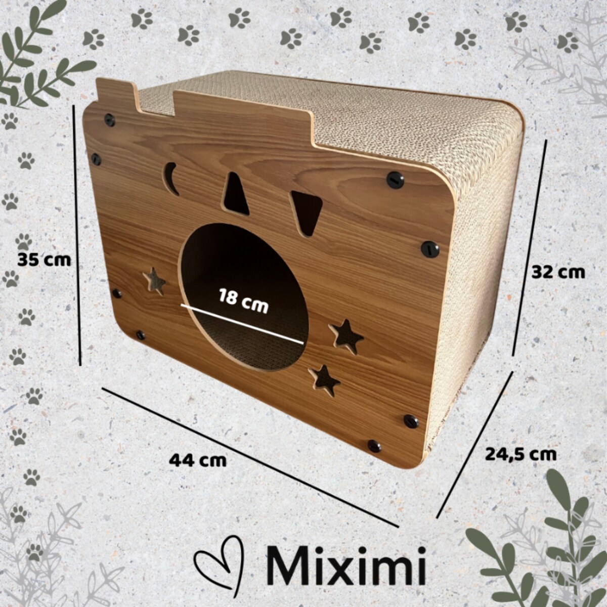 Drapak Dla Kota Z Budką Domek Do Drapania I Odpoczynku Tekturowy Gwiazdki