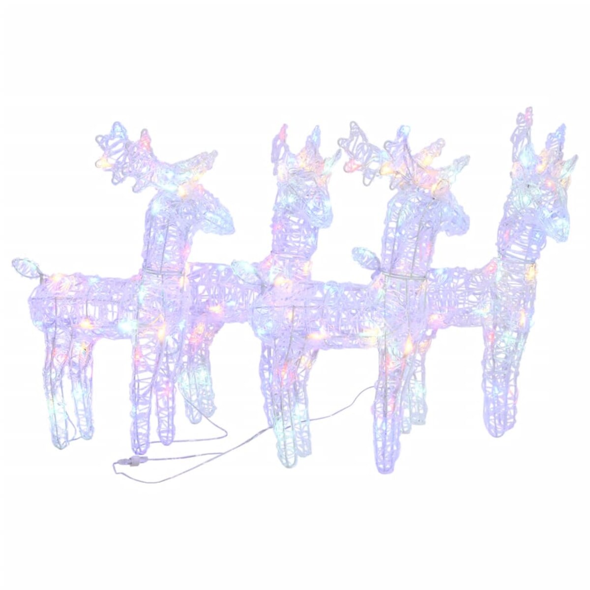 vidaXL Świąteczne renifery, 4 szt., 160 wielokolorowych LED, akryl