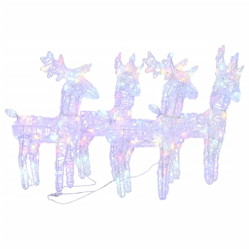vidaXL Świąteczne renifery, 4 szt., 160 wielokolorowych LED, akryl