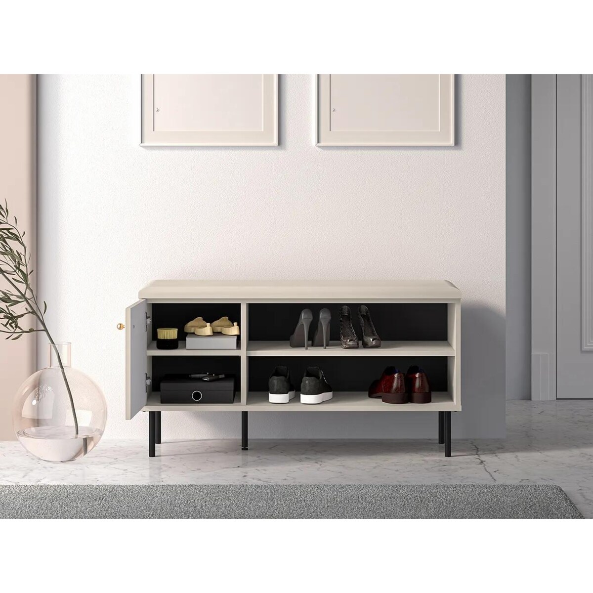 Szafka na buty z siedziskiem ELLEN 1D kaszmir