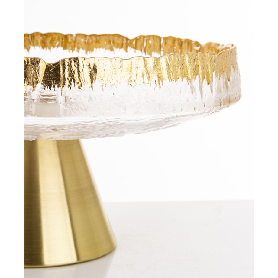 Patera szklana na złotej nóżce 15x30,5x30,5 cm SINHA