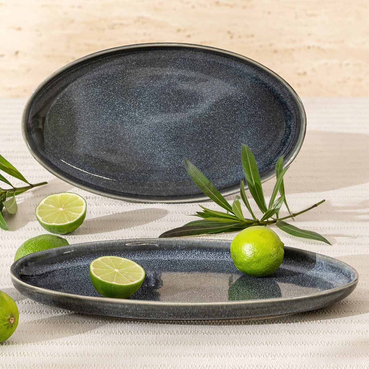 EDA Zestaw półmisków (2 szt.), niebieski/szary/beżowy