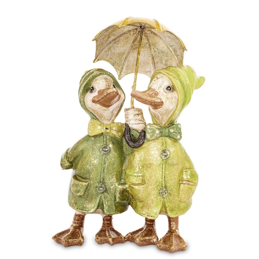 Dekoracja - para kaczorków pod parasolem 22x13,5x10 cm ANATROCCOLI