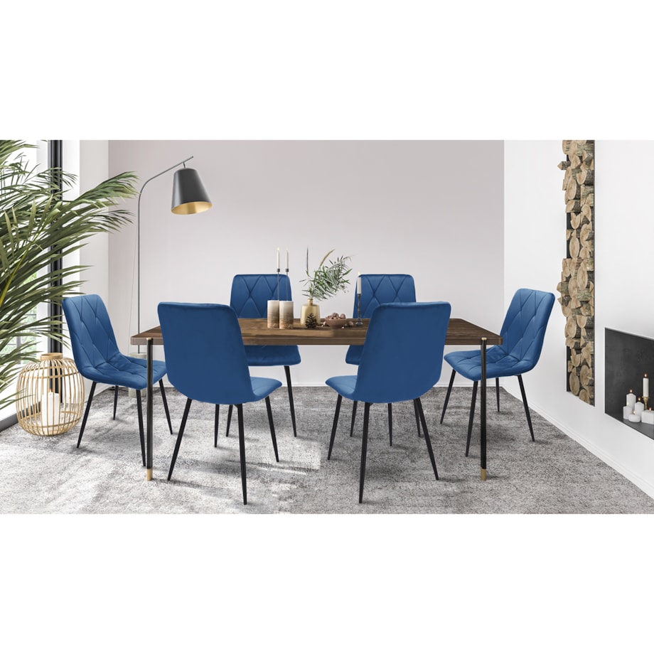 2 X Krzesło Do Jadalni Kuchni Stołu Zestaw Komplet Piado Granatowe