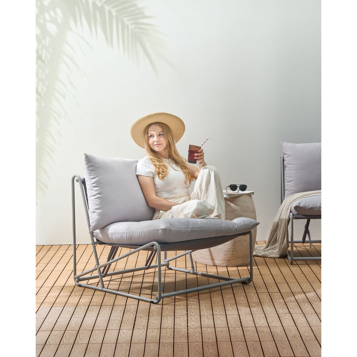 Krzesło ogrodowe z poduszką PICO Metal Szary