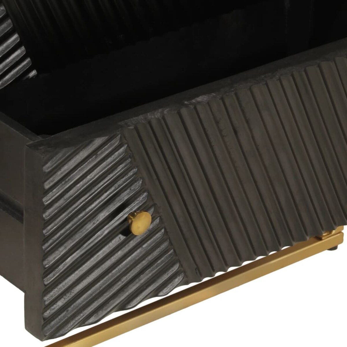 vidaXL Komoda, czarna, 55x30x76 cm, lite drewno mango i żelazo