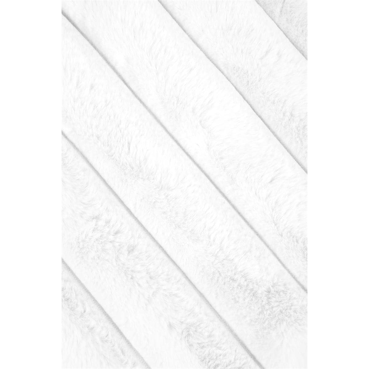 Koc puszysty w szerokie prążki 130x160 cm POLARISO biały