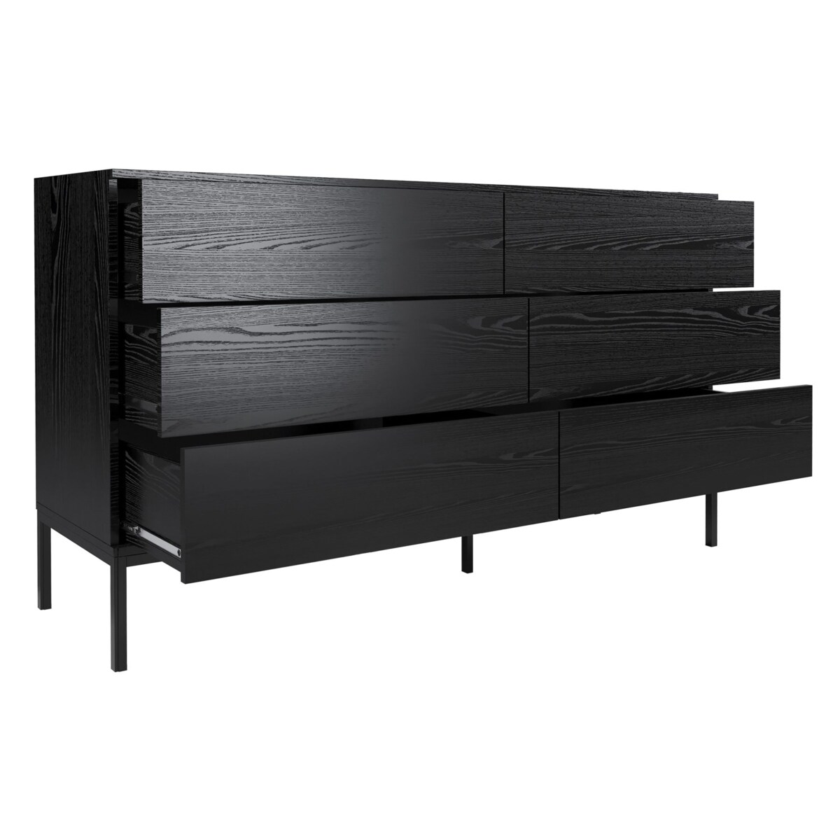 Komoda Szeroka Industrialna na metalowych nóżkach, czarna