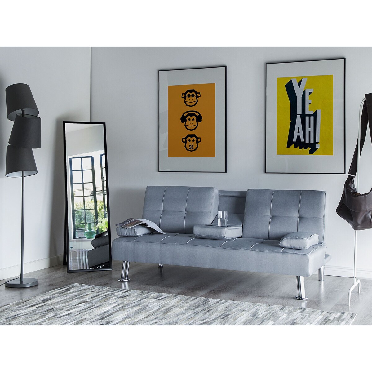 Sofa rozkładana jasnoszara ROXEN