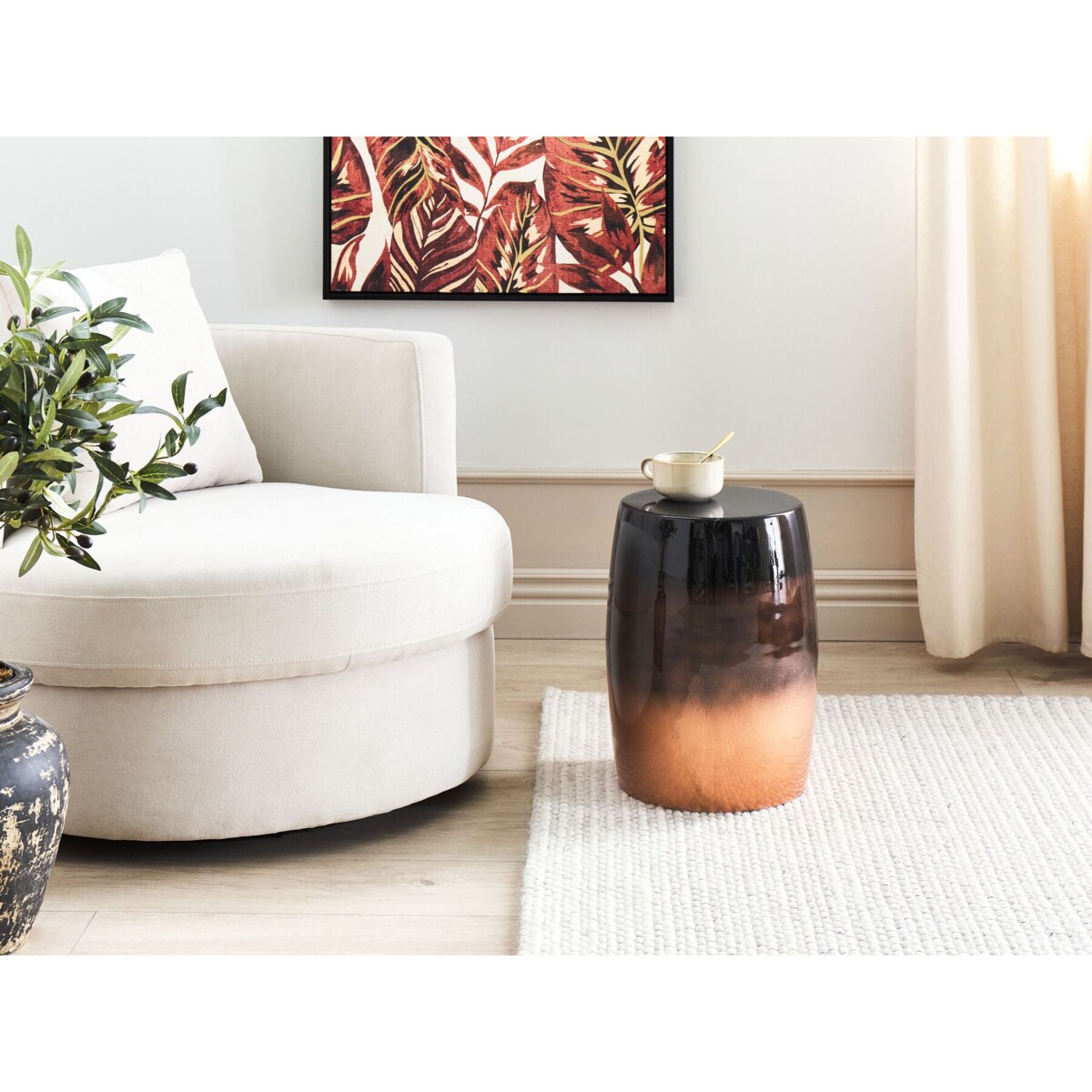 Stolik pomocniczy złoty brąz z czarnym FRAGUITA