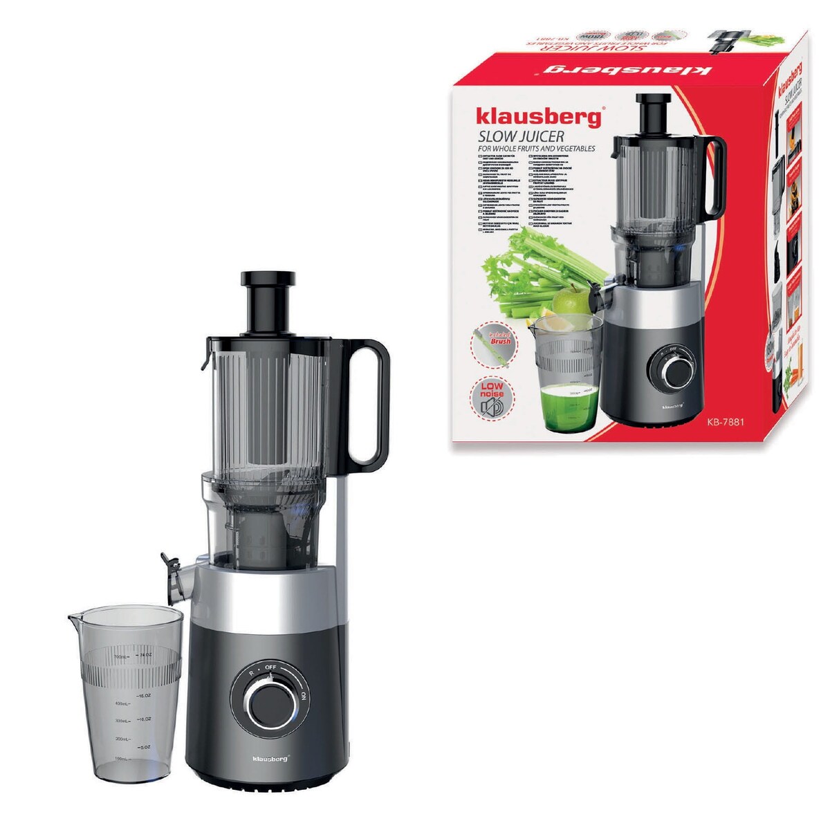 Sokowirówka wolnoobrotowa 180W do owoców i warzyw COLD PRESS KLAUSBERG KB-7881