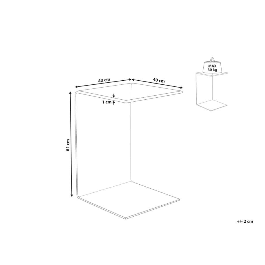 Stolik pomocniczy LOURDES Szkło Czarny