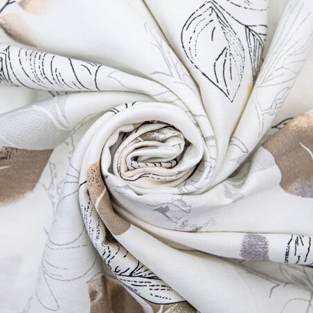 Pościel satyna bawełniana 180x200 Satynlove biała w brązowe liście