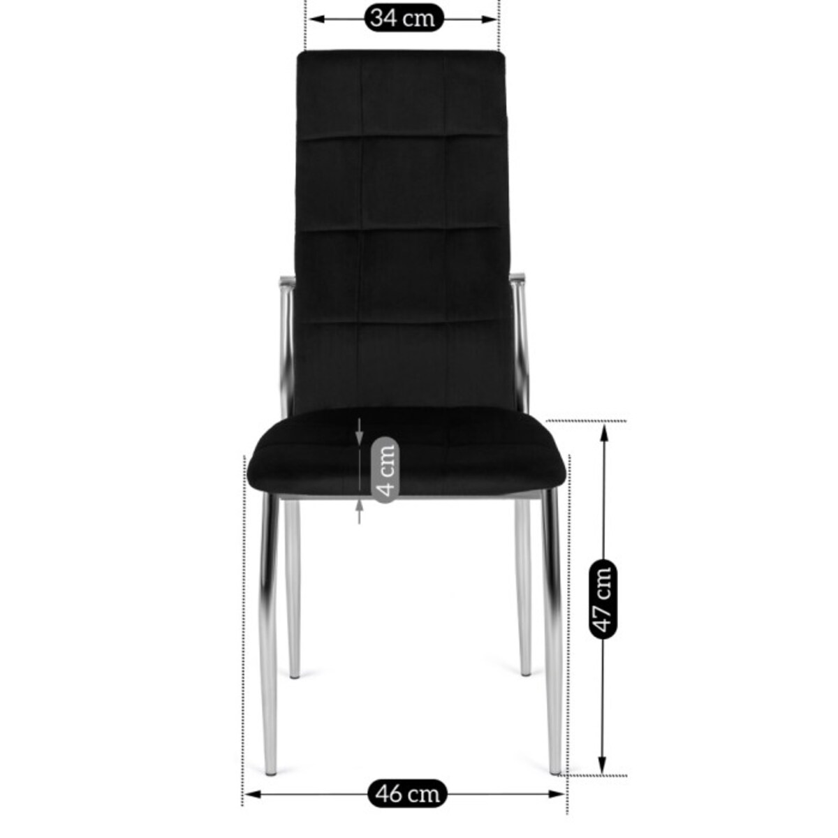 Krzesło Tapicerowane do Jadalni MOLLY Czarne Welurowe Nowoczesne