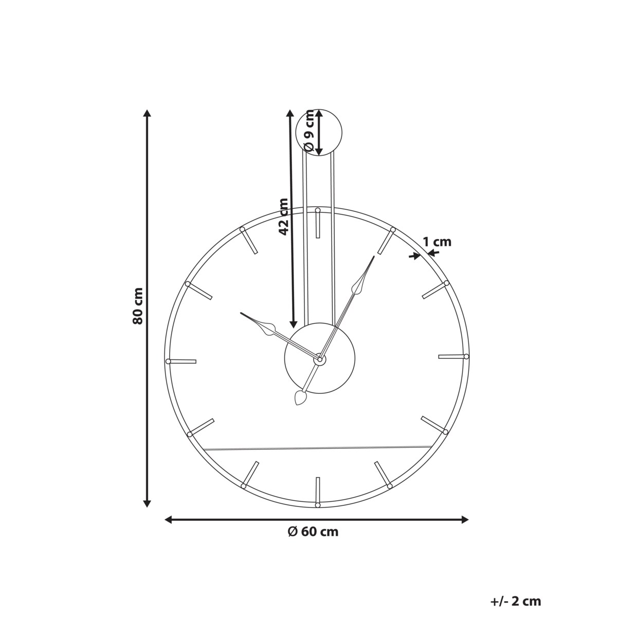 Zegar ścienny TAUGON 60 cm Metal Czarny
