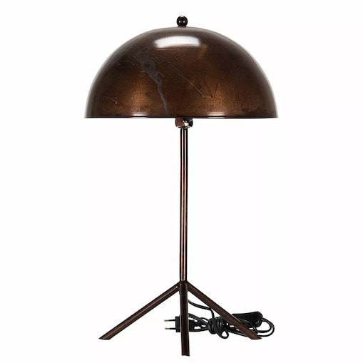 LAMPA STOŁOWA STYL LOFT brązowa metalowa śr. 31cm do biura salonu