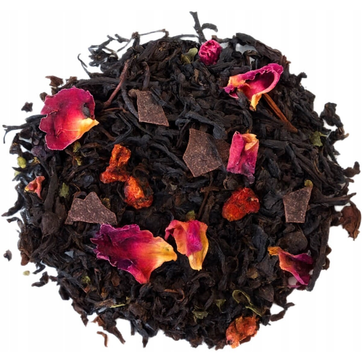 Herbata czarna CZEKOLADOWO MIĘTOWA sypana truskawki płatki róży mięta 100g - herbata liściasta sypana mieszanka napar susz