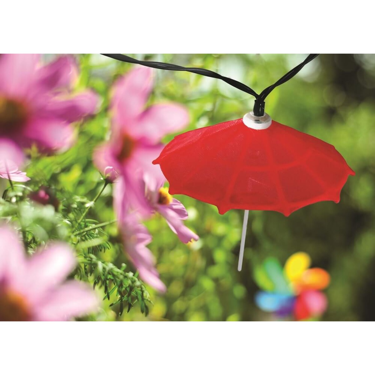 Dekoracyjna girlanda parasolki solarne 10 LED IP44 3,8m zimne