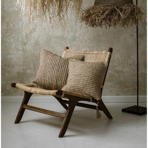 Fotel wypoczynkowy z tekowego drewna i rattanu JEDA