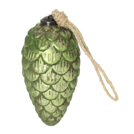 Dekoracja wisząca Green Cone 16cm boże narodzenie, święta, świąteczne, zielony-brązowy, 8 x 8 x 16 cm
