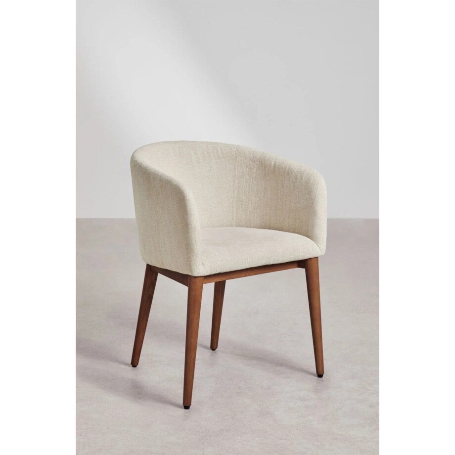 Krzesło z podłokietnikami, kremowy, ciemne nóżki, Burnia