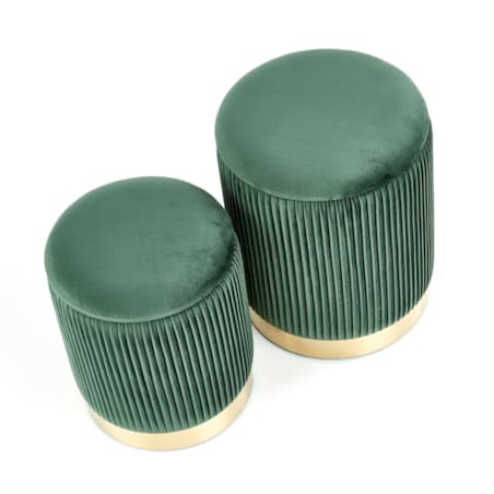 Zestaw 2 PUFY ZE SCHOWKIEM Goltra zielone ZŁOTA PODSTAWA