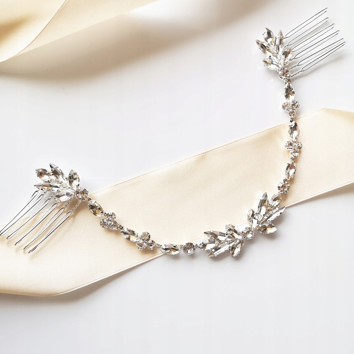 Ozdoba do włosów srebrna - podwójny grzebyk