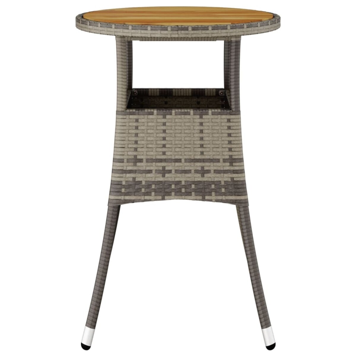 vidaXL Stolik ogrodowy, Ø60x75 cm, drewno akacjowe i rattan PE, szary