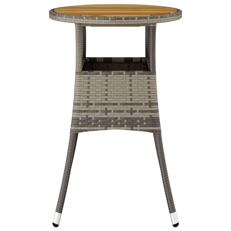 vidaXL Stolik ogrodowy, Ø60x75 cm, drewno akacjowe i rattan PE, szary